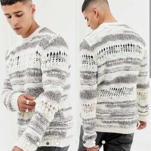 ASOS Relaxed Fit Sweater With Mixed Yarn in White